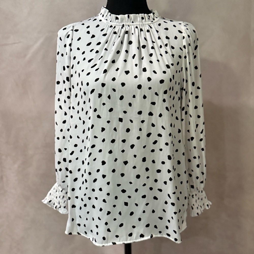 Madison D’Amelie Chic Black and White Polka Dot Blouse Size S